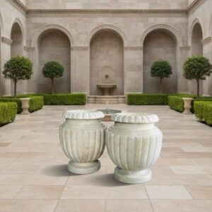Beige Flower Stone Vase XPV0005