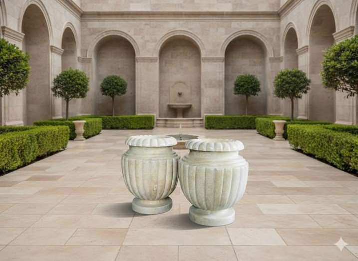 Beige Flower Stone Vase XPV0005